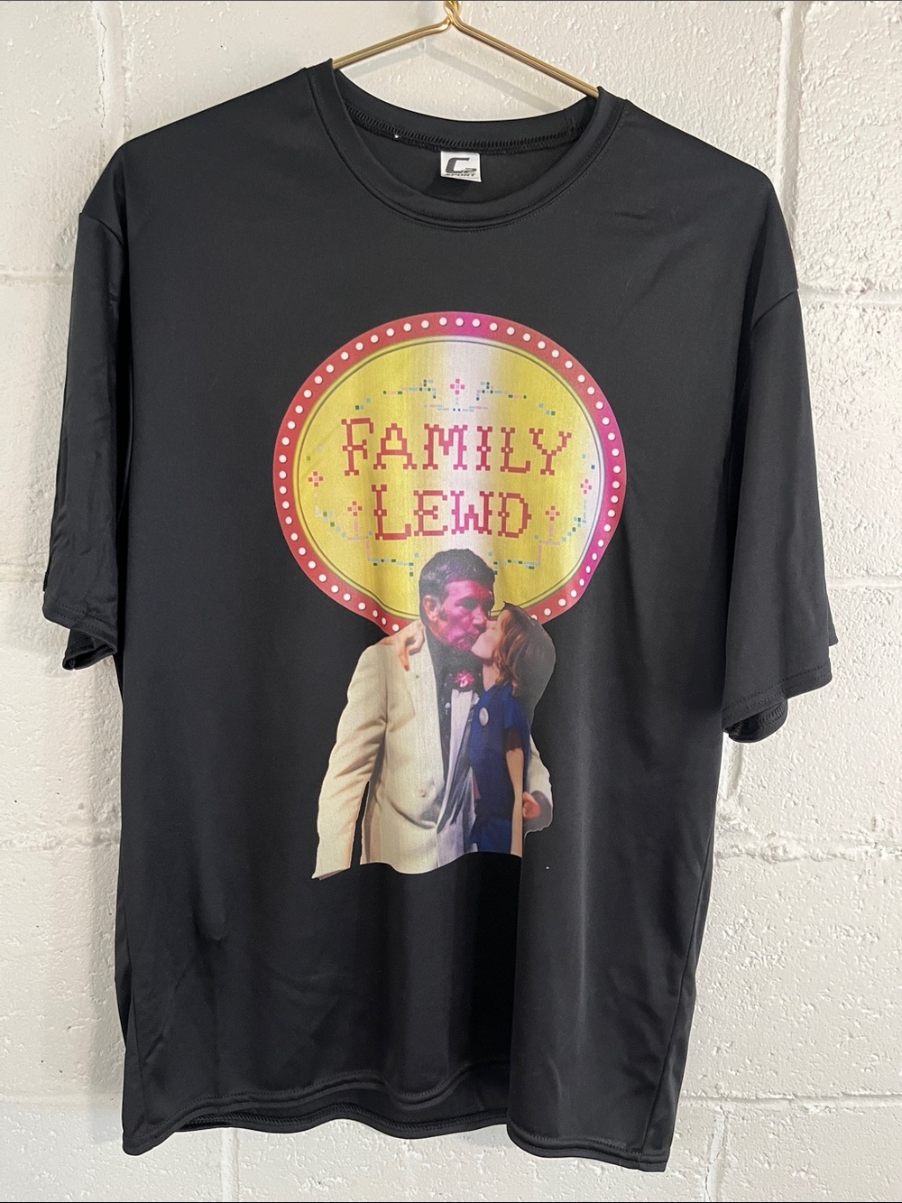 C2Spirt Men's Black Graphic Tee - 'Family Lewd'-Large